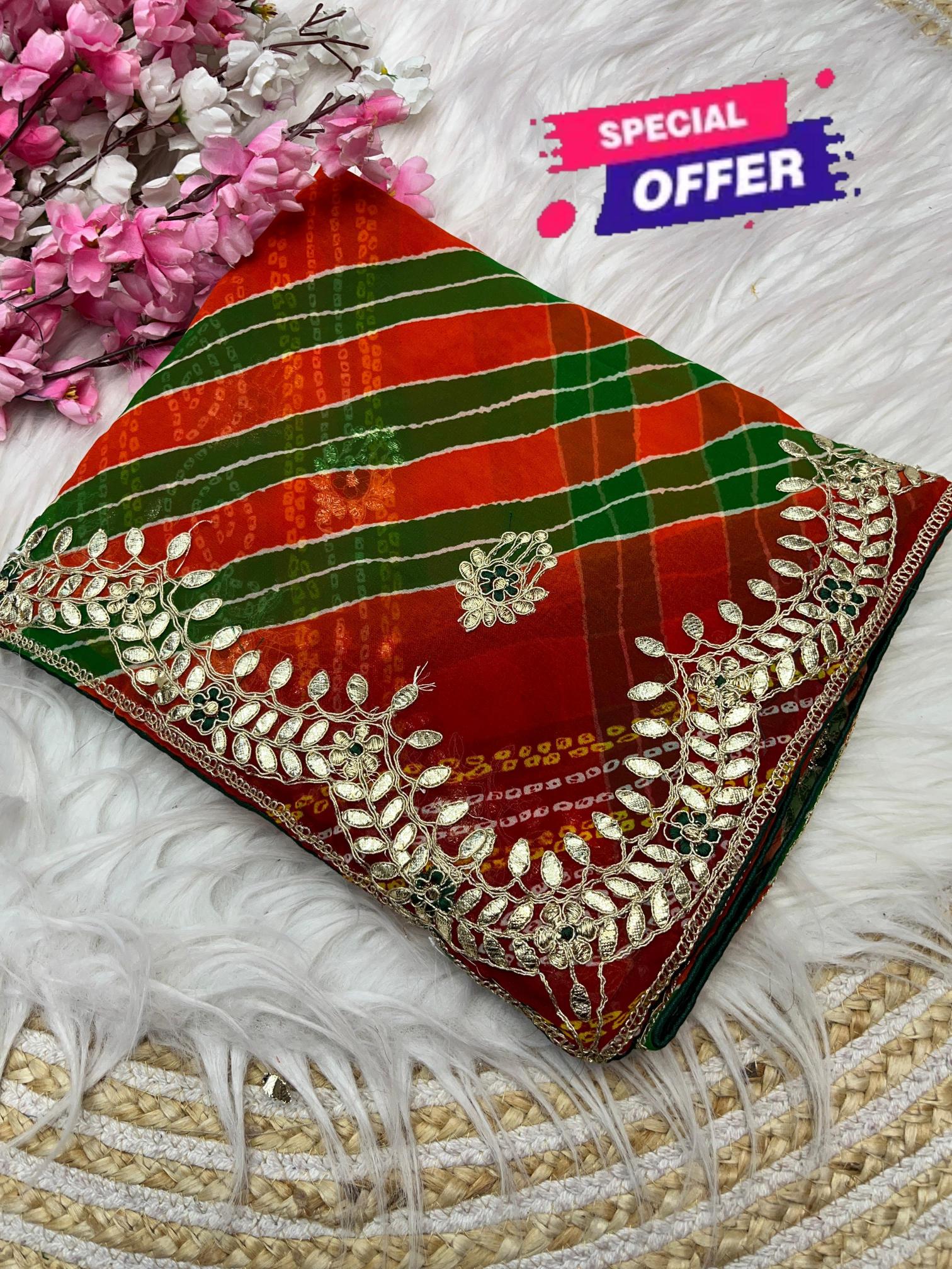 Mahavir silks Gold crush georgette crunchy vhichitr 100 rs sarees wholesale online shopping