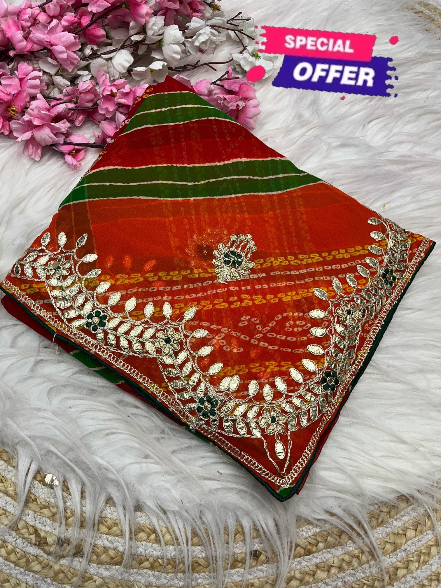 Mahavir silks Gold crush georgette crunchy vhichitr 100 rs sarees wholesale online shopping