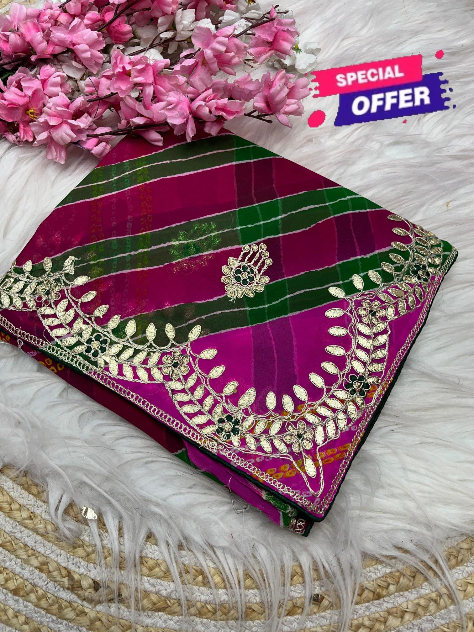 Mahavir silks Gold crush georgette crunchy vhichitr 100 rs sarees wholesale online shopping