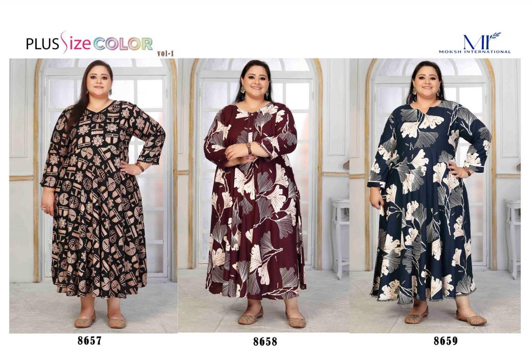 Moksh international plus size color vol- 1 riyon export catalog avasa kurtis online india