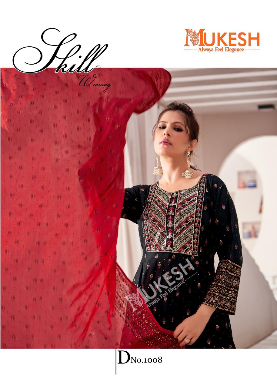 Mukesh rang leela rayon with color foil 3 pcs designer kurtis price in India