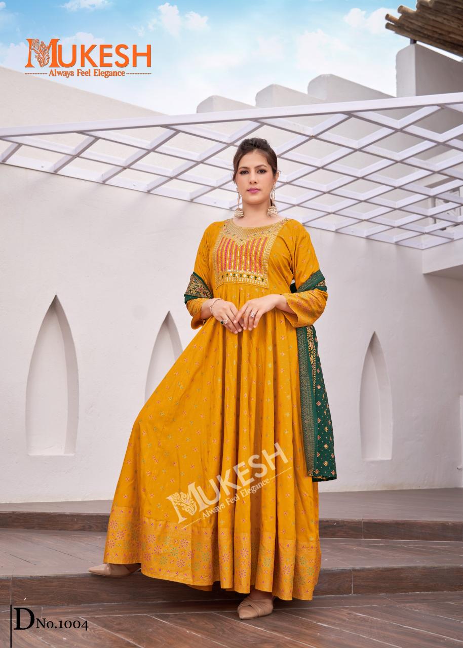 Mukesh rang leela rayon with color foil 3 pcs designer kurtis price in India