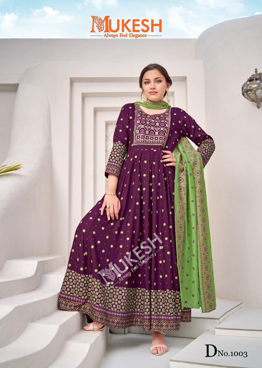 Mukesh rang leela rayon with color foil 3 pcs designer kurtis price in India