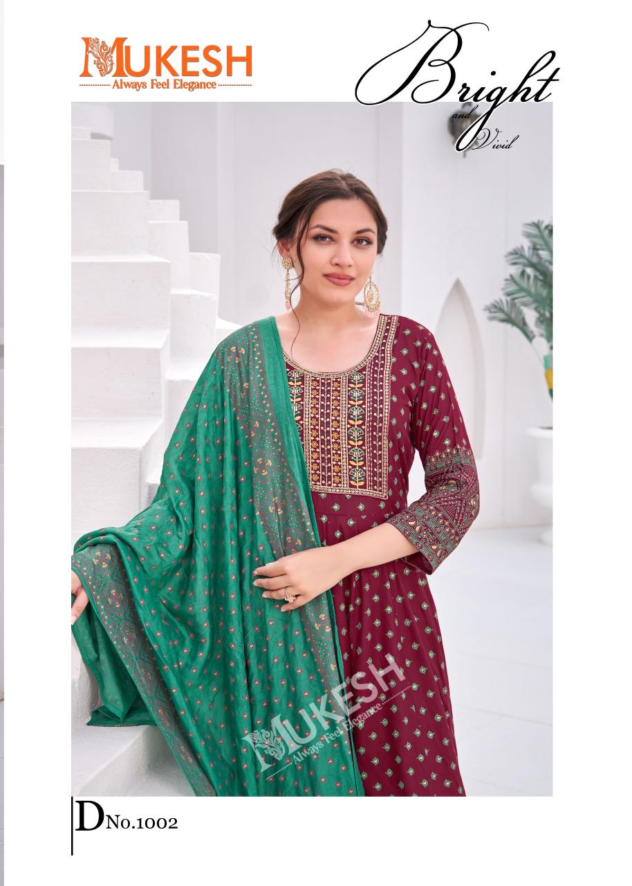 Mukesh rang leela rayon with color foil 3 pcs designer kurtis price in India