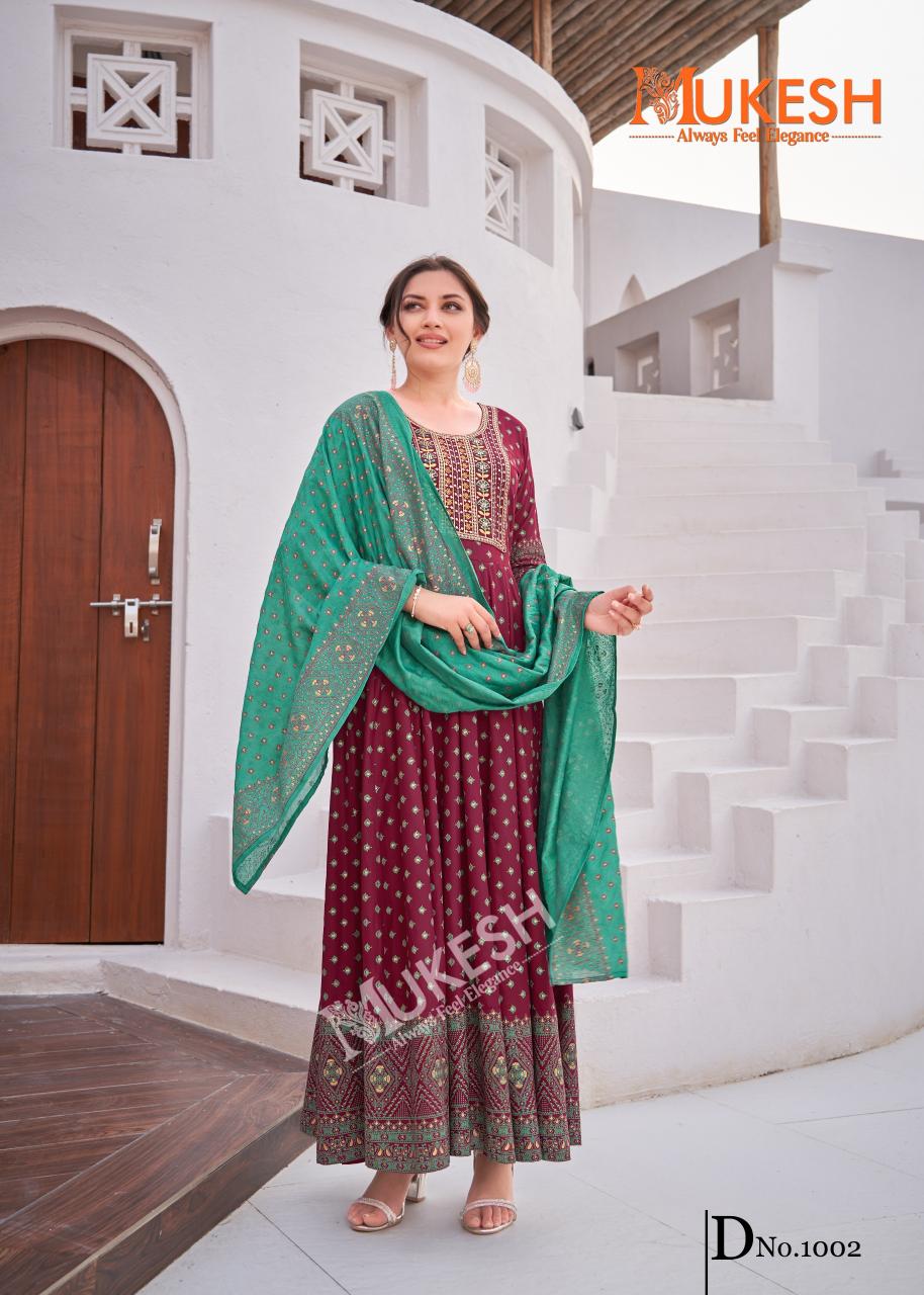 Mukesh rang leela rayon with color foil 3 pcs designer kurtis price in India