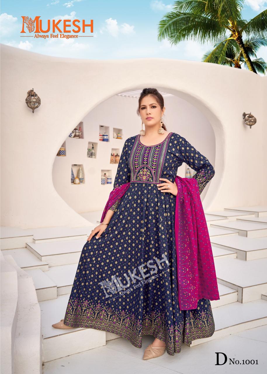 Mukesh rang leela rayon with color foil 3 pcs designer kurtis price in India