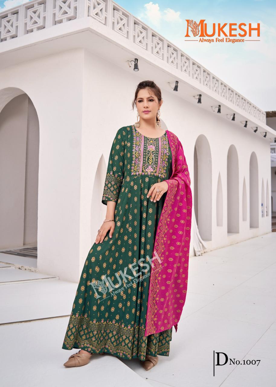 Mukesh rang leela rayon with color foil 3 pcs designer kurtis price in India