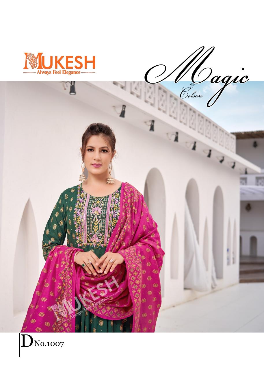 Mukesh rang leela rayon with color foil 3 pcs designer kurtis price in India