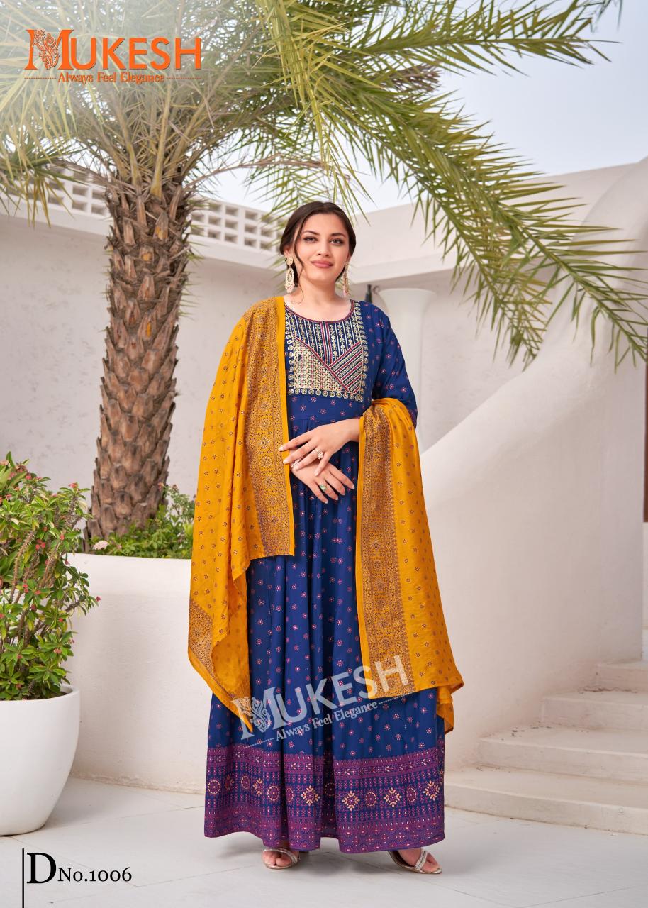 Mukesh rang leela rayon with color foil 3 pcs designer kurtis price in India