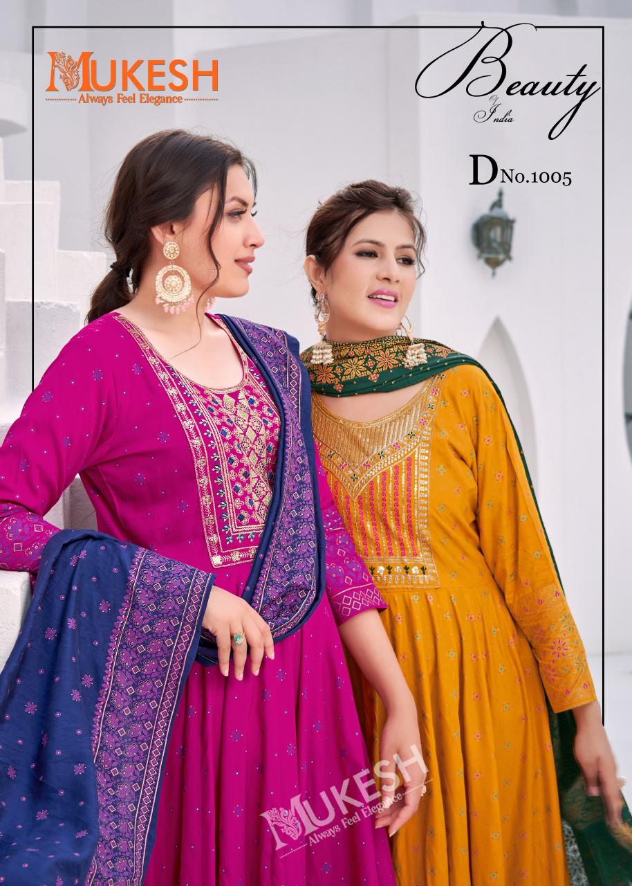 Mukesh rang leela rayon with color foil 3 pcs designer kurtis price in India