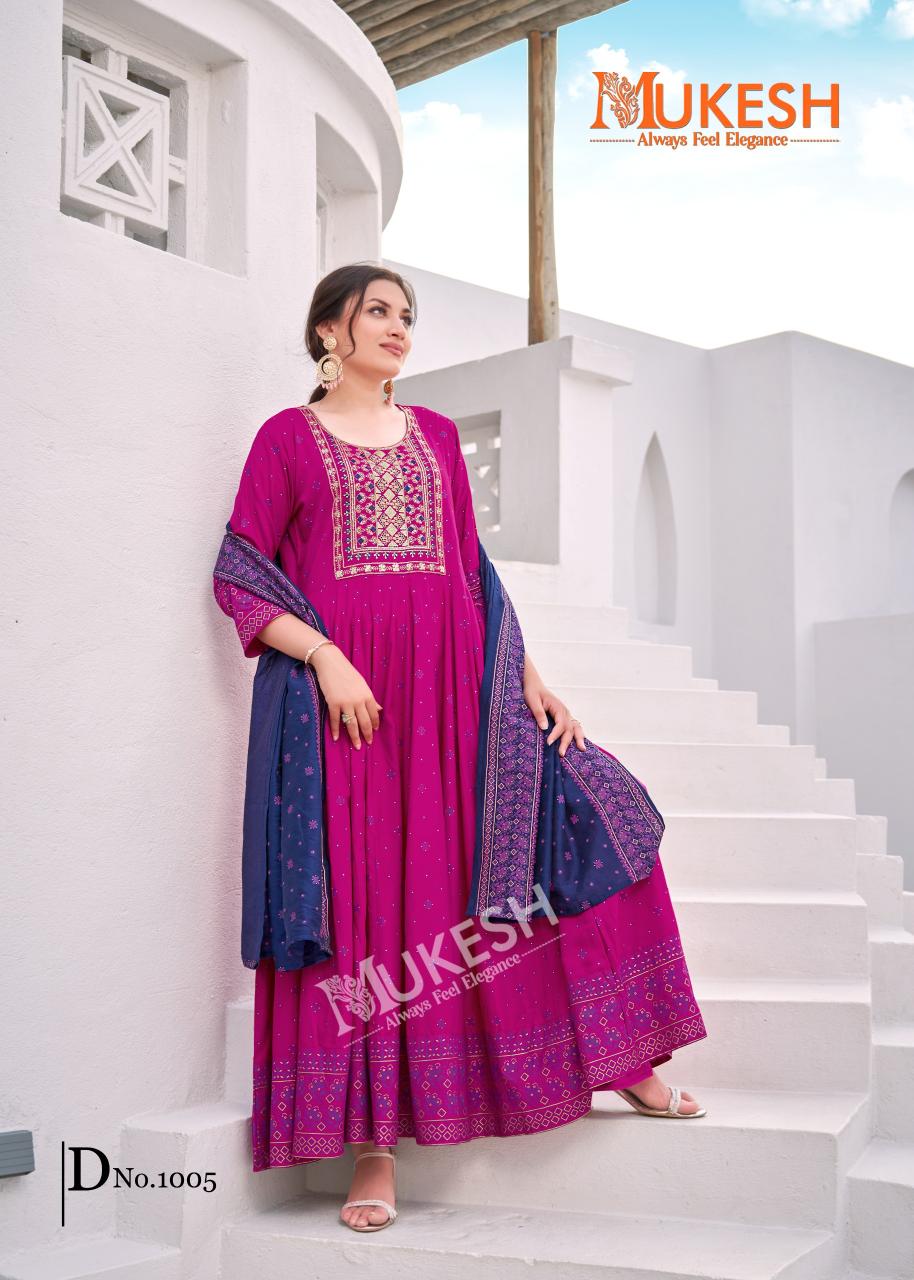 Mukesh rang leela rayon with color foil 3 pcs designer kurtis price in India