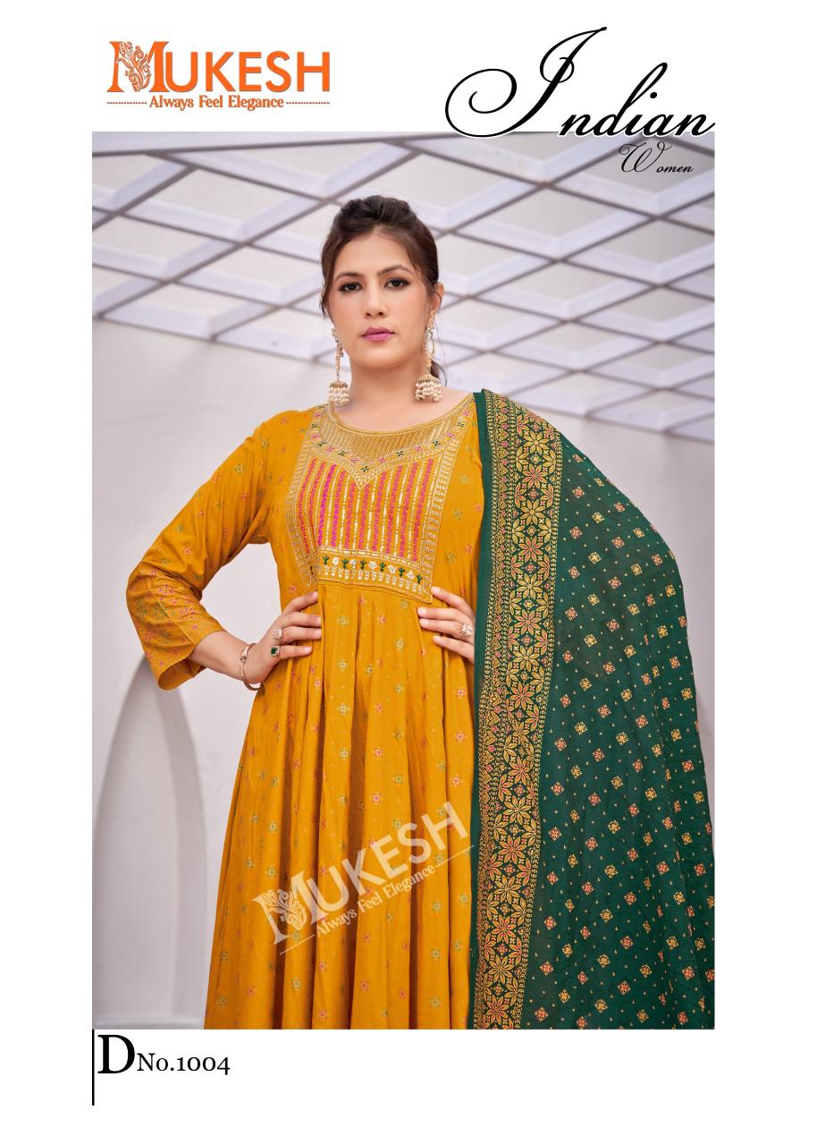 Mukesh rang leela rayon with color foil 3 pcs designer kurtis price in India