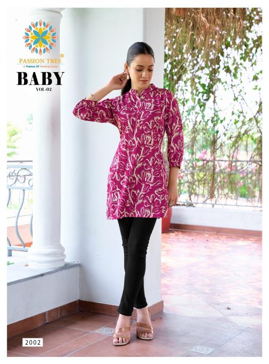 Passion tree baby vol 2 reyon fabric short top branded kurtis wholesale