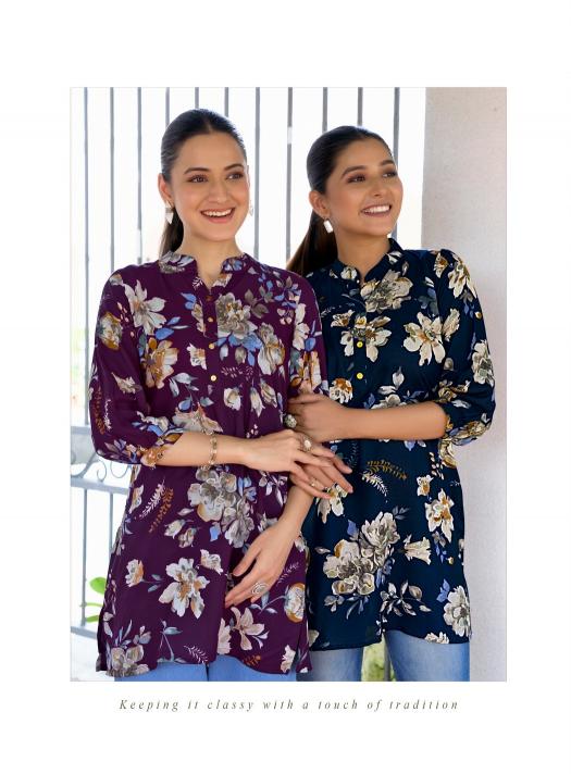 Passion tree baby vol 2 reyon fabric short top branded kurtis wholesale