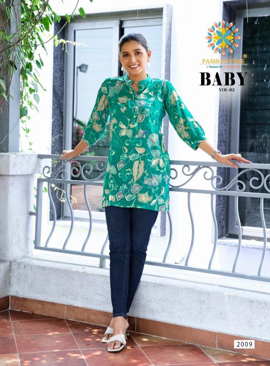 Passion tree baby vol 2 reyon fabric short top branded kurtis wholesale