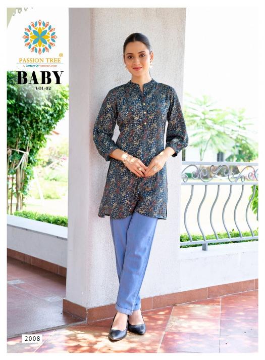 Passion tree baby vol 2 reyon fabric short top branded kurtis wholesale