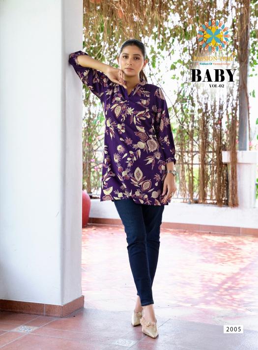 Passion tree baby vol 2 reyon fabric short top branded kurtis wholesale