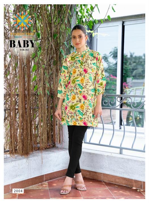 Passion tree baby vol 2 reyon fabric short top branded kurtis wholesale