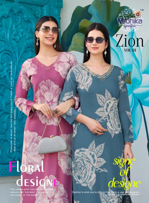 Radhika lifestyle zion vol 1 catalog summer reyon foil print co ord set wholesale