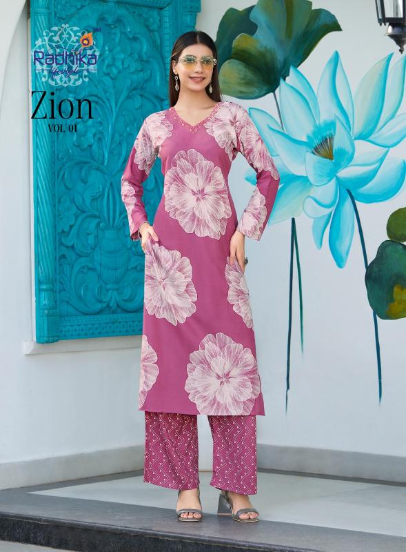 Radhika lifestyle zion vol 1 catalog summer reyon foil print co ord set wholesale