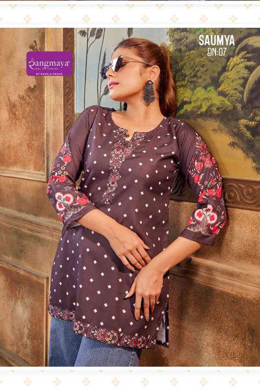 Rangmaya saumya catalog jaipuri short kurtis wholesale