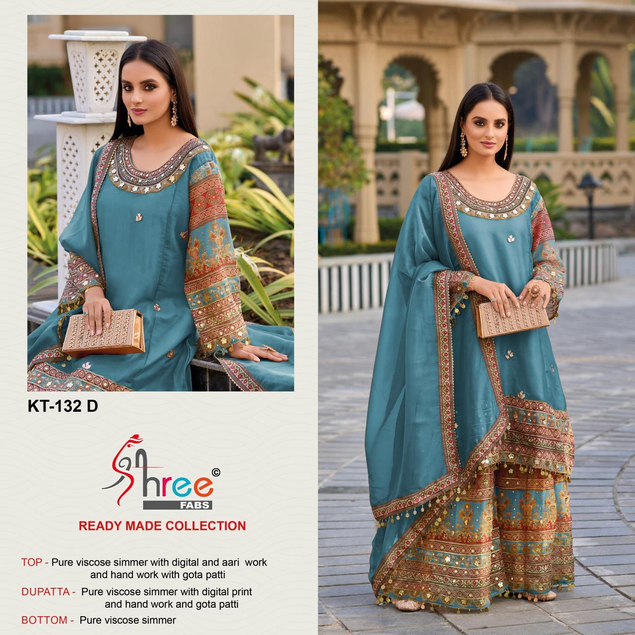 Shree fab d.no-k t 132 viscose simmer pakistani suits catalogue wholesale