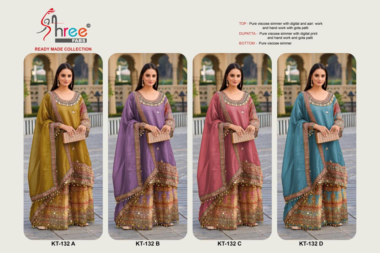 Shree fab d.no-k t 132 viscose simmer pakistani suits catalogue wholesale