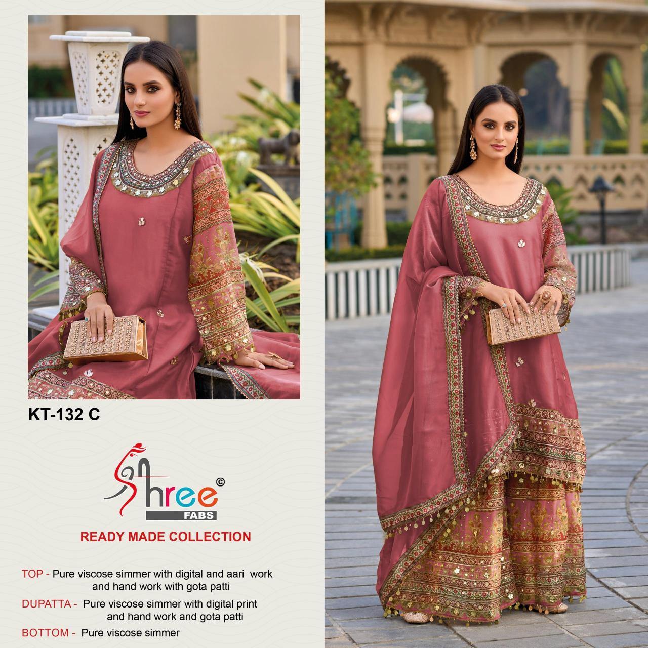 Shree fab d.no-k t 132 viscose simmer pakistani suits catalogue wholesale