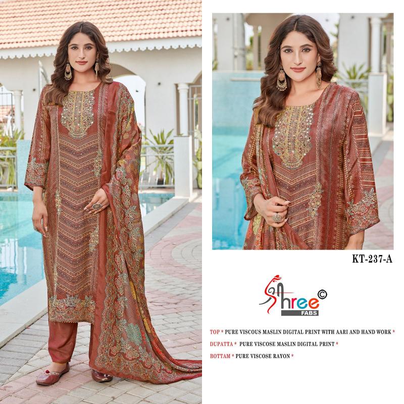 Shree fab d.no-KT-237 viscous maslin digital print catalog best dress material wholesale market in india