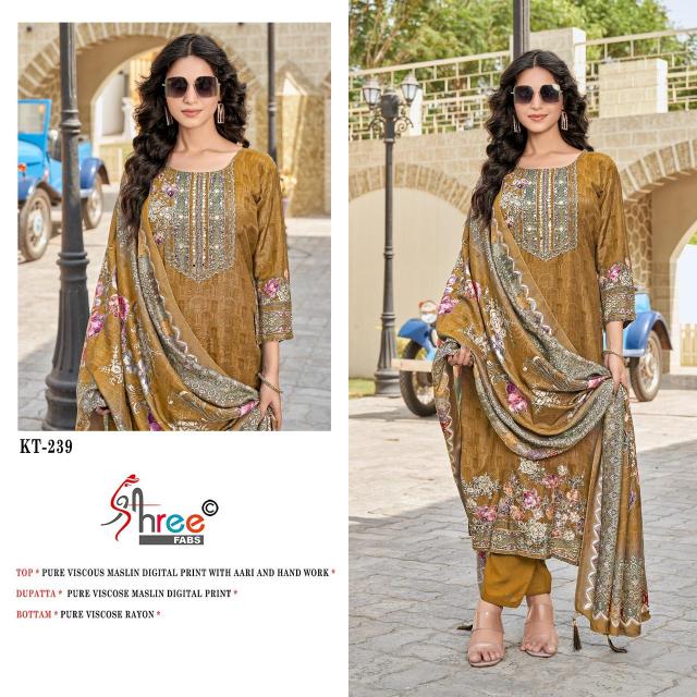 Shree fab d.no-KT-239 viscous maslin digital print catalog dress material online shopping india