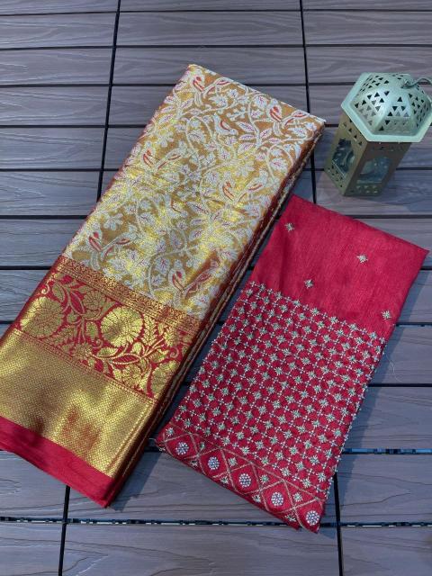 Sravanti-vol-11 pure kanjivaram silk saree with khatali handwork blouse catalog surat manufacturer price