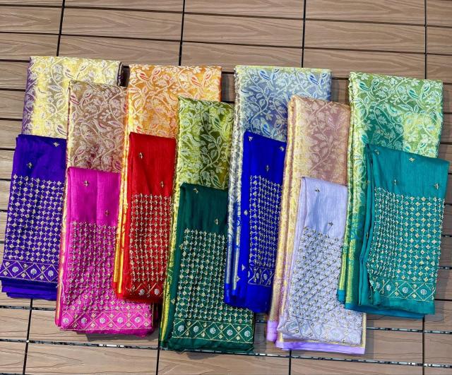 Sravanti-vol-11 pure kanjivaram silk saree with khatali handwork blouse catalog surat manufacturer price