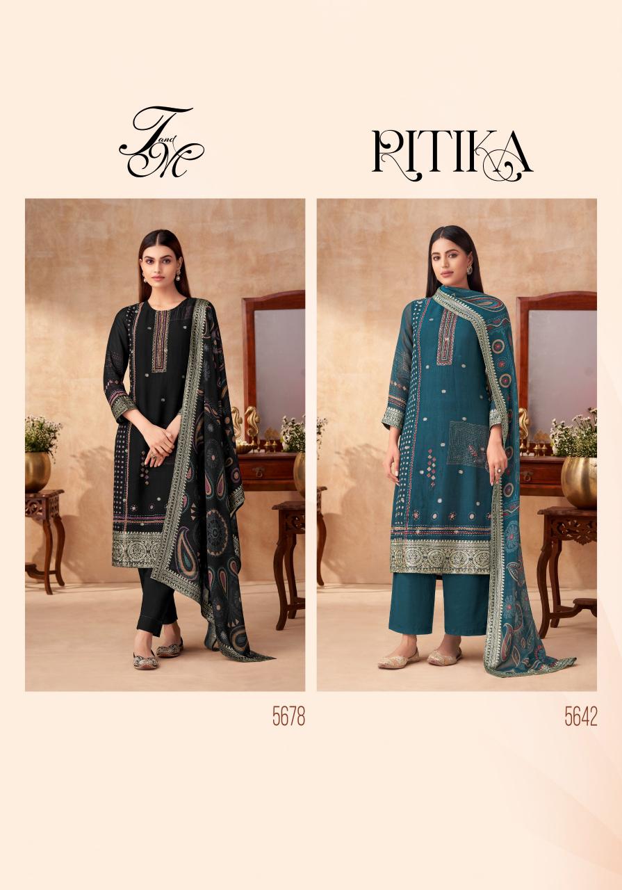 T&M RITIKA ORGANZA FANCY JAQUARD indian dress materials online shopping
