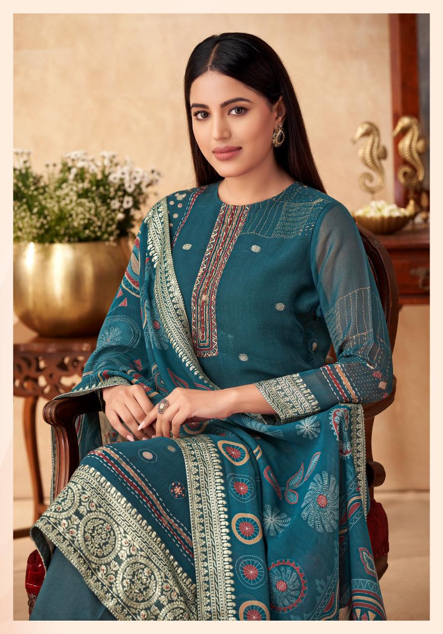 T&M RITIKA ORGANZA FANCY JAQUARD indian dress materials online shopping