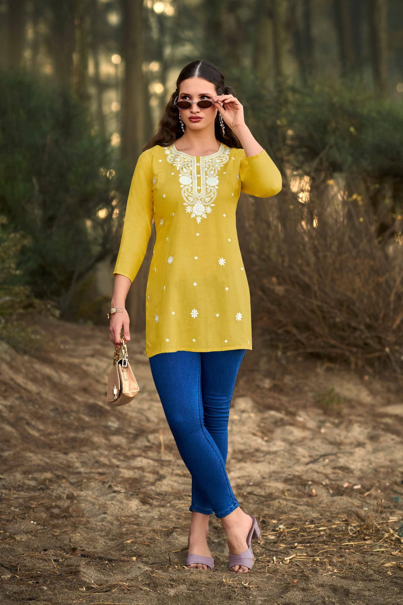 Tips & tops colors vol 6 reyon slub short top ebay indian designer cotton kurti