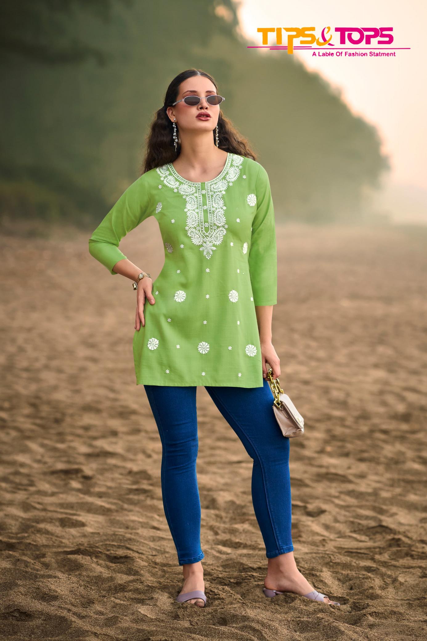 Tips & tops colors vol 6 reyon slub short top ebay indian designer cotton kurti