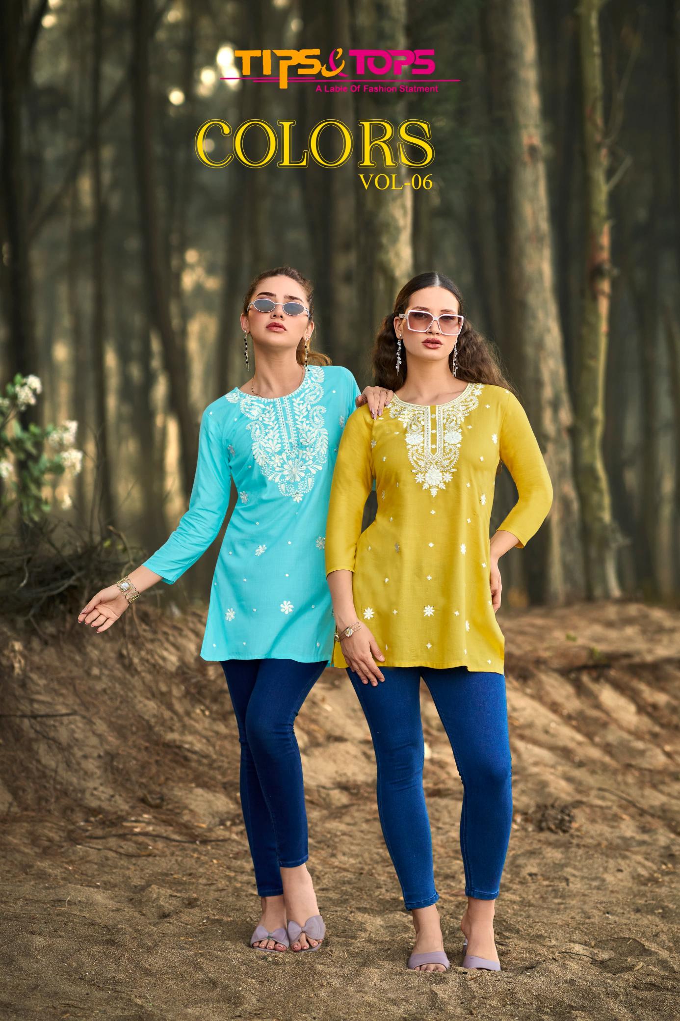 Tips & tops colors vol 6 reyon slub short top ebay indian designer cotton kurti