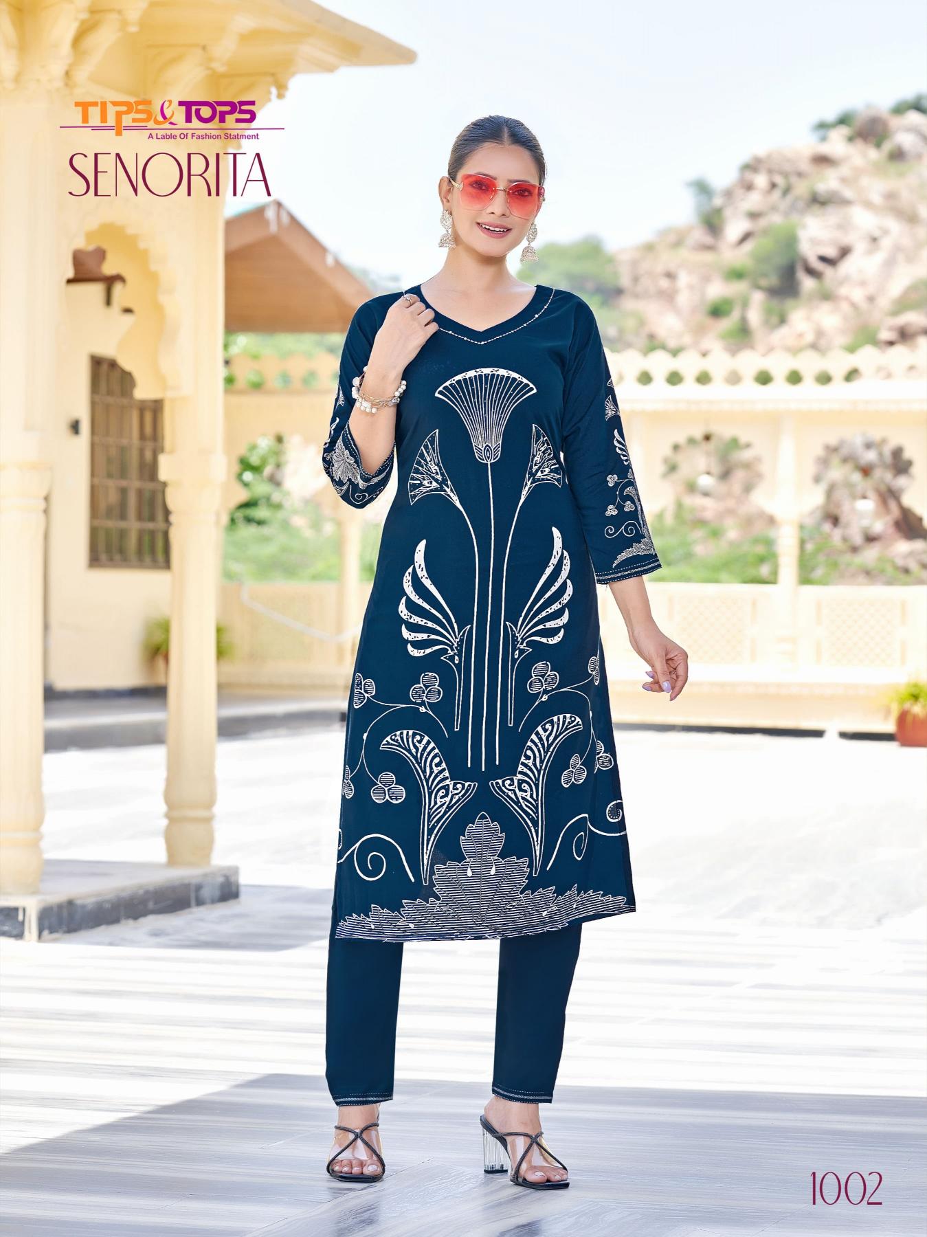 Tips & tops senorita german reyon coord set premium kurti brands