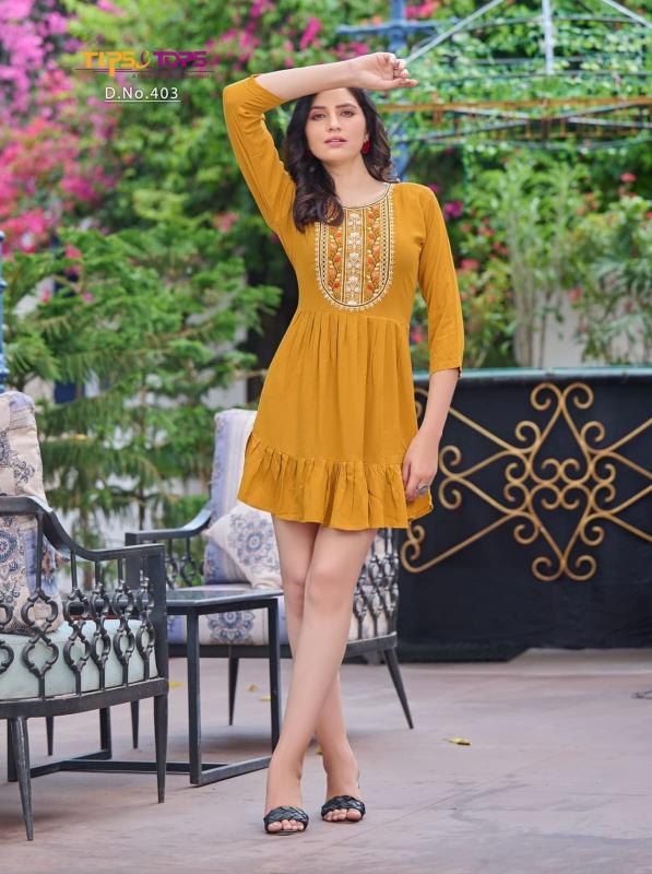 Tips & tops yami vol 4 fancy reyon wrinkle shorties catalog designer kurtis online india
