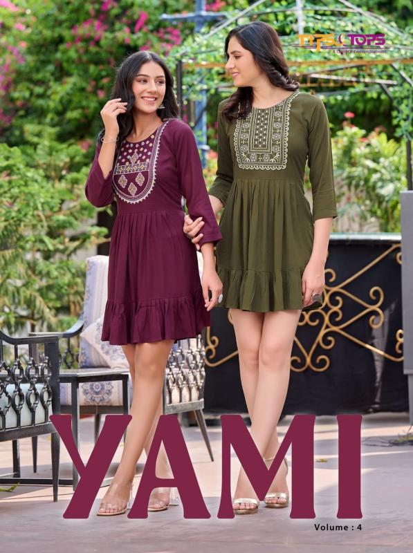 Tips & tops yami vol 4 fancy reyon wrinkle shorties catalog designer kurtis online india