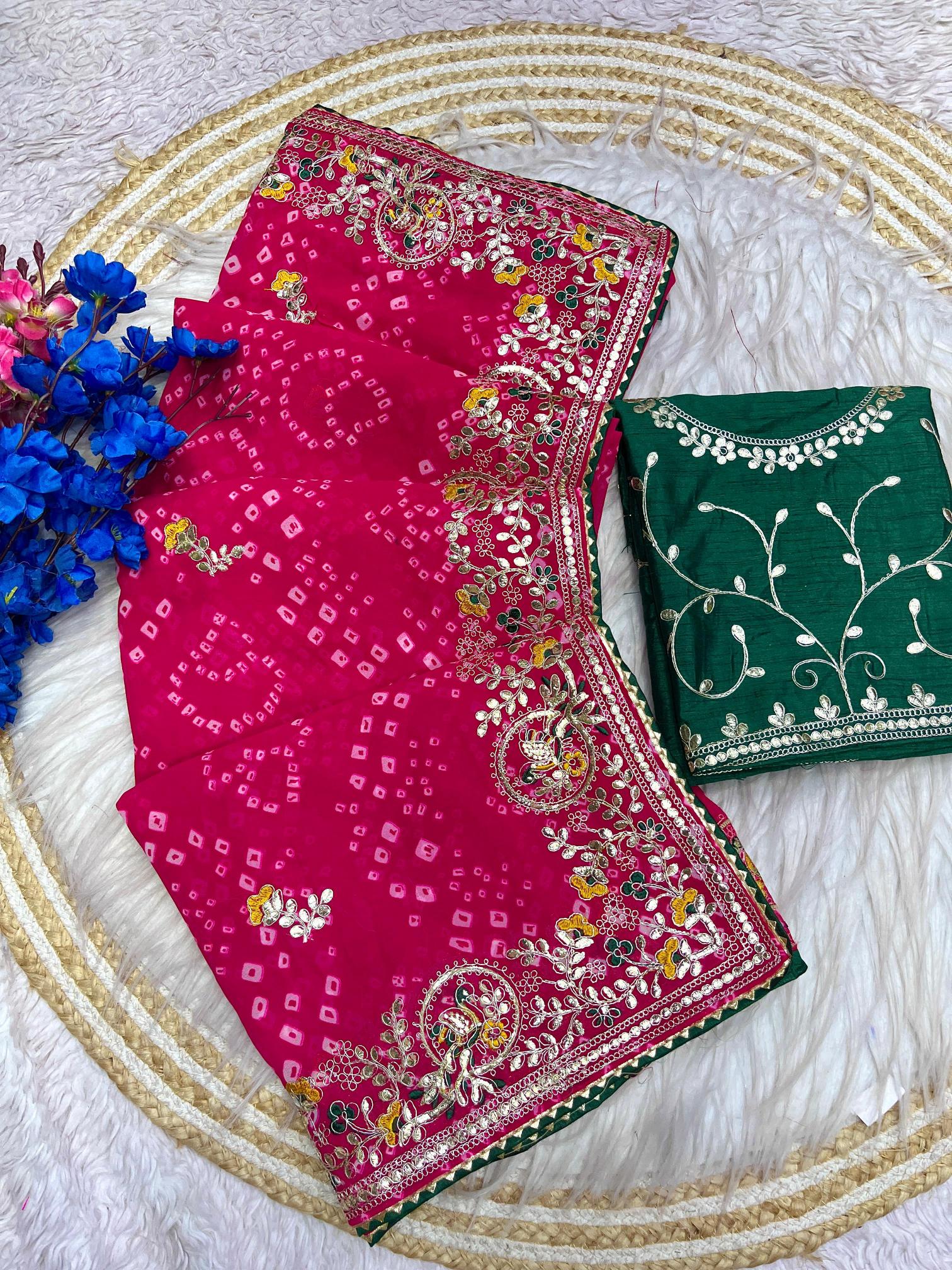 Vinayak saavan special soft georgette bandej branded saree in india
