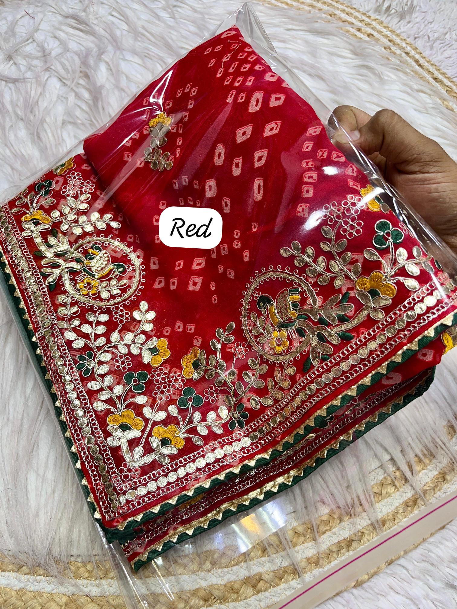 Vinayak saavan special soft georgette bandej branded saree in india