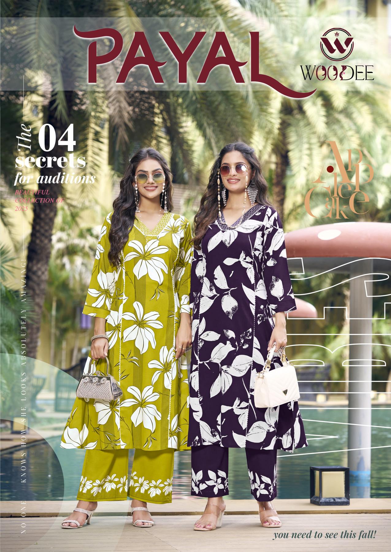 Woodee payal heavy reyon print catalog summer coord set wholesale