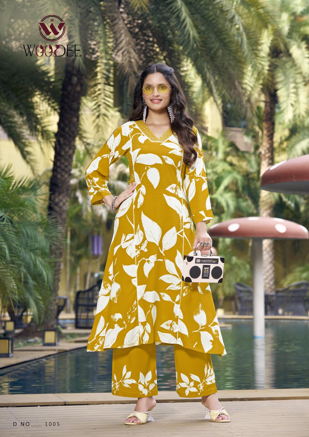 Woodee payal heavy reyon print catalog summer coord set wholesale