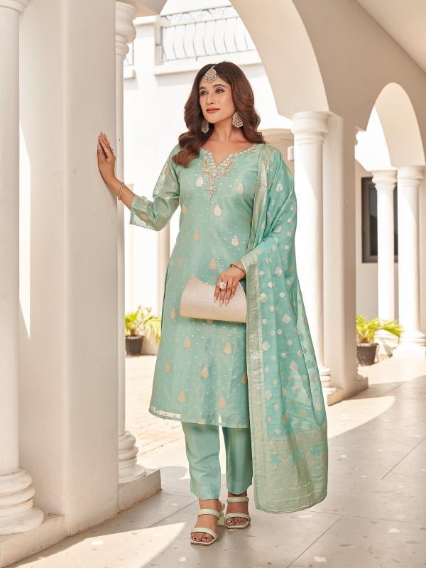 Aanchi antra shimmer jacquard 3 pcs wholesale market in surat for ladies clothes
