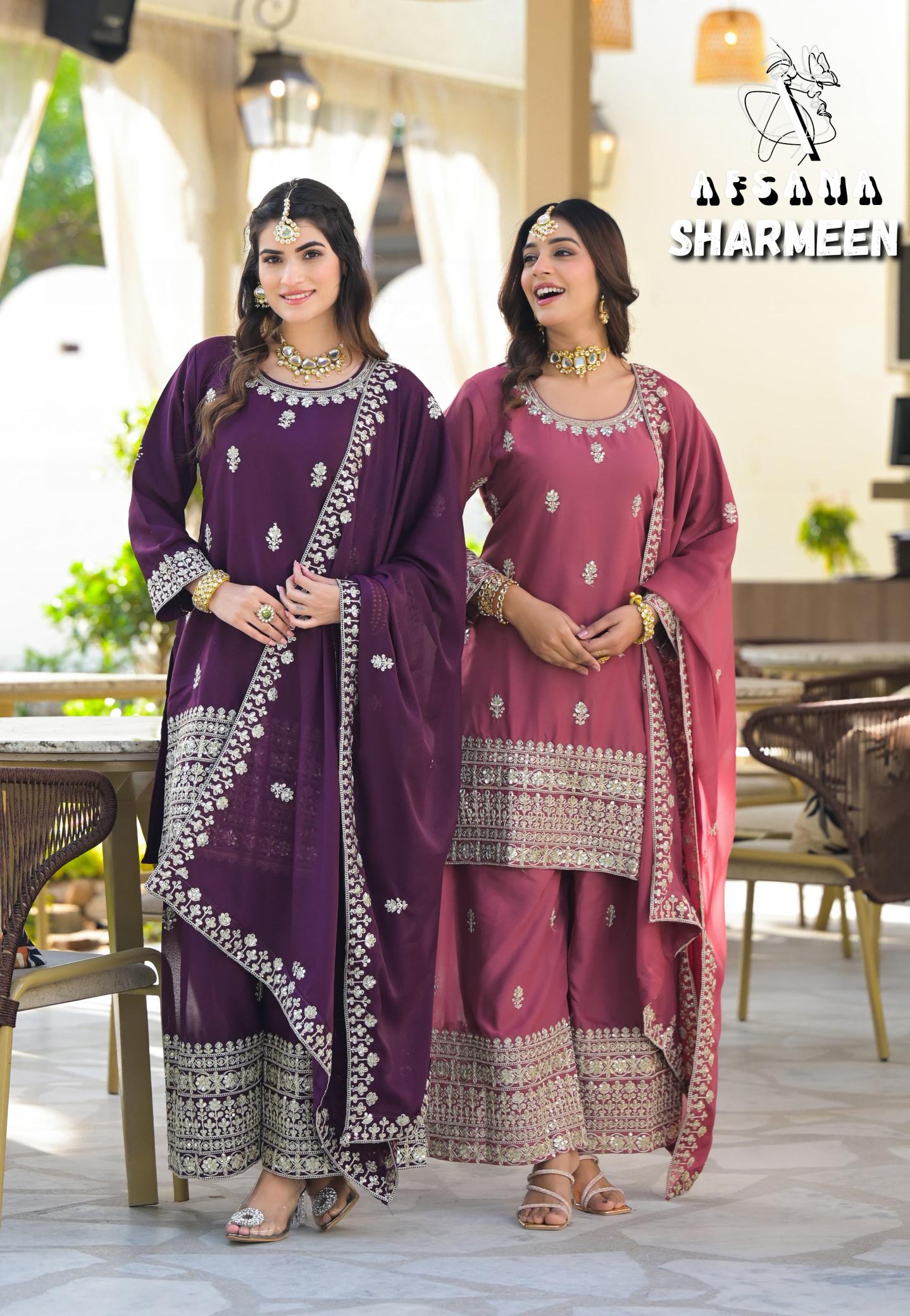 Afsana sharmeen 2 simmer georgette wholesale salwar kameez catalogue eid collection
