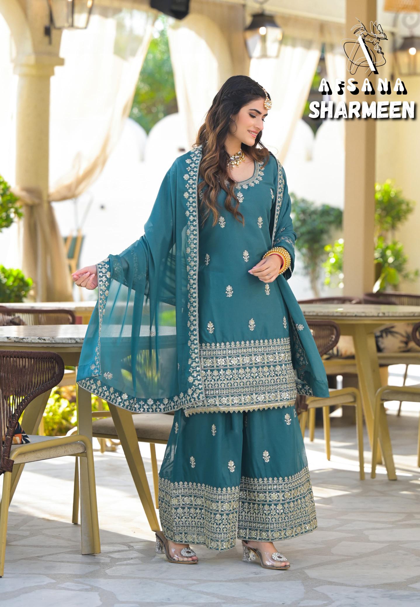 Afsana sharmeen 2 simmer georgette wholesale salwar kameez catalogue eid collection