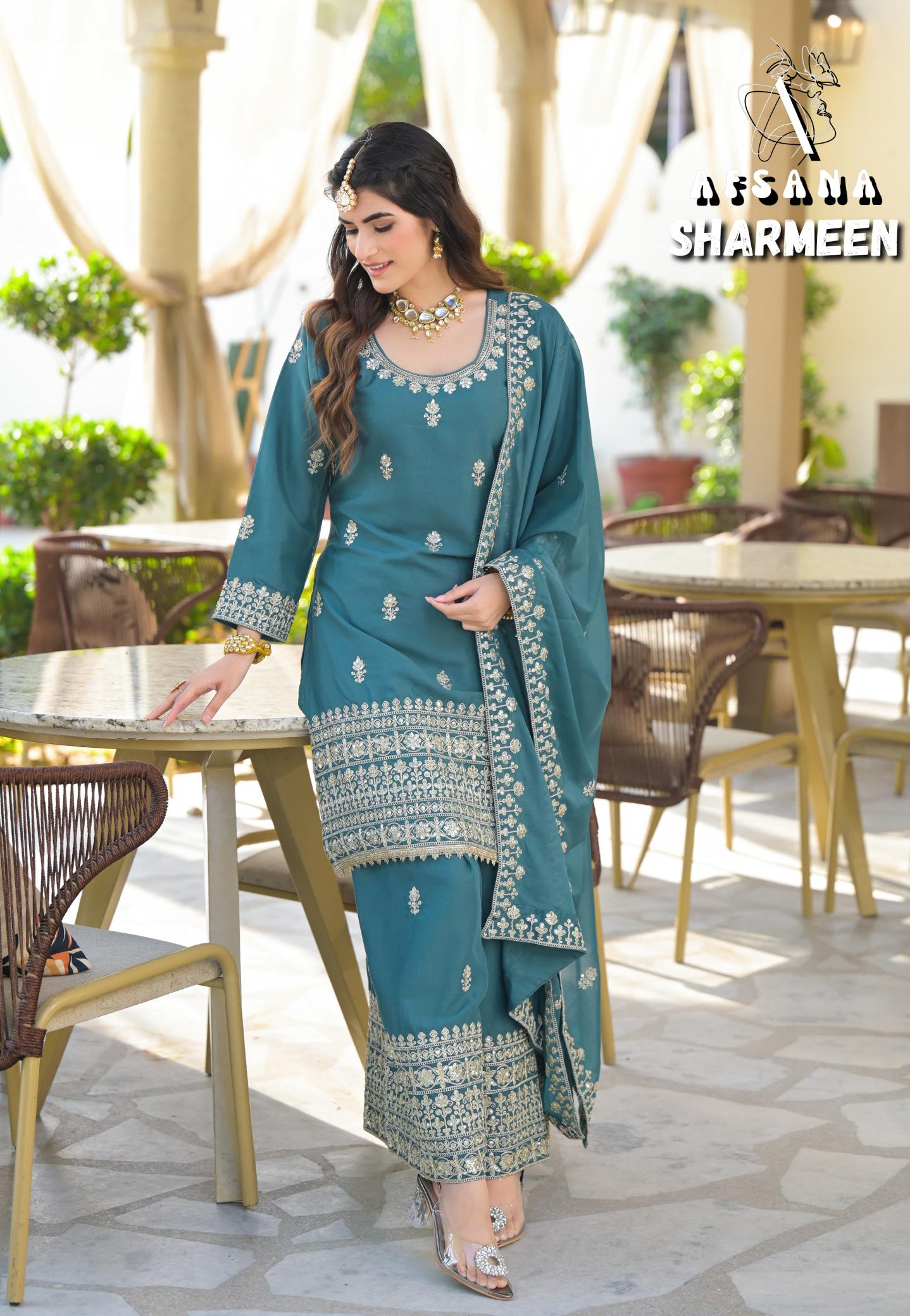 Afsana sharmeen 2 simmer georgette wholesale salwar kameez catalogue eid collection