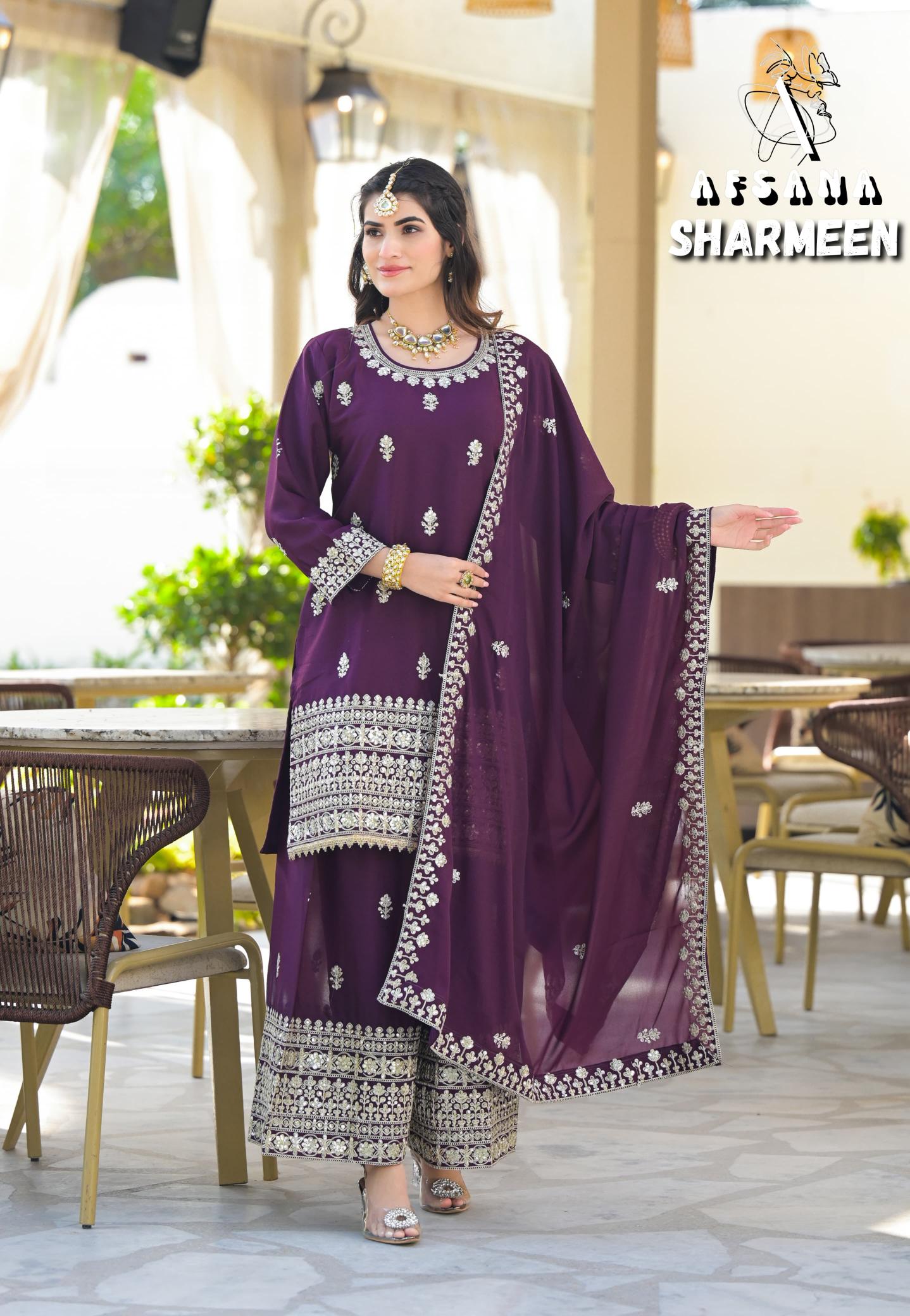 Afsana sharmeen 2 simmer georgette wholesale salwar kameez catalogue eid collection