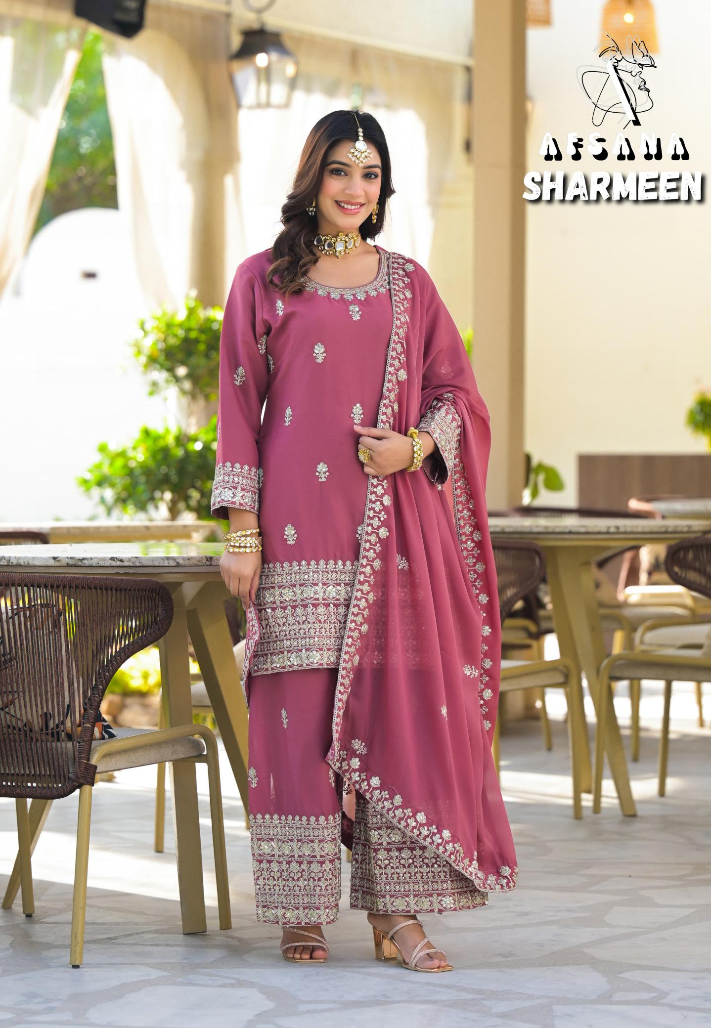 Afsana sharmeen 2 simmer georgette wholesale salwar kameez catalogue eid collection
